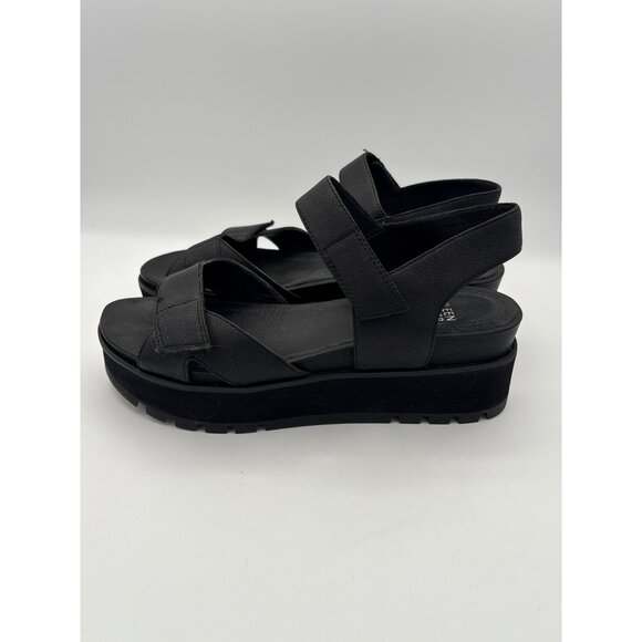 Women’s Eileen Fisher Size 7 1/2 Black Leather Sandals - Picture 3 of 5